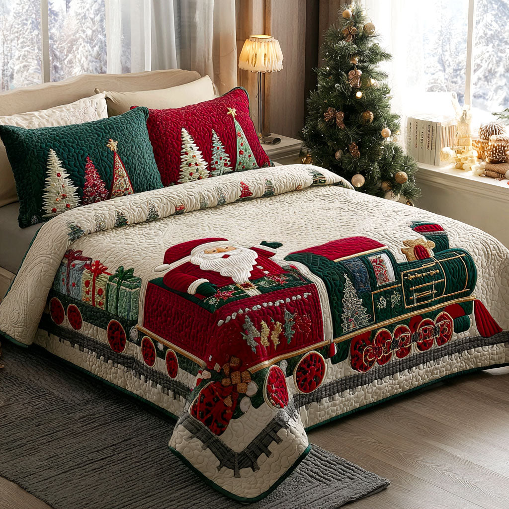 Santas Wonderland Route Quilted Bedding Set Holiday Duvet Sets Family Gift Ideas For Xmas