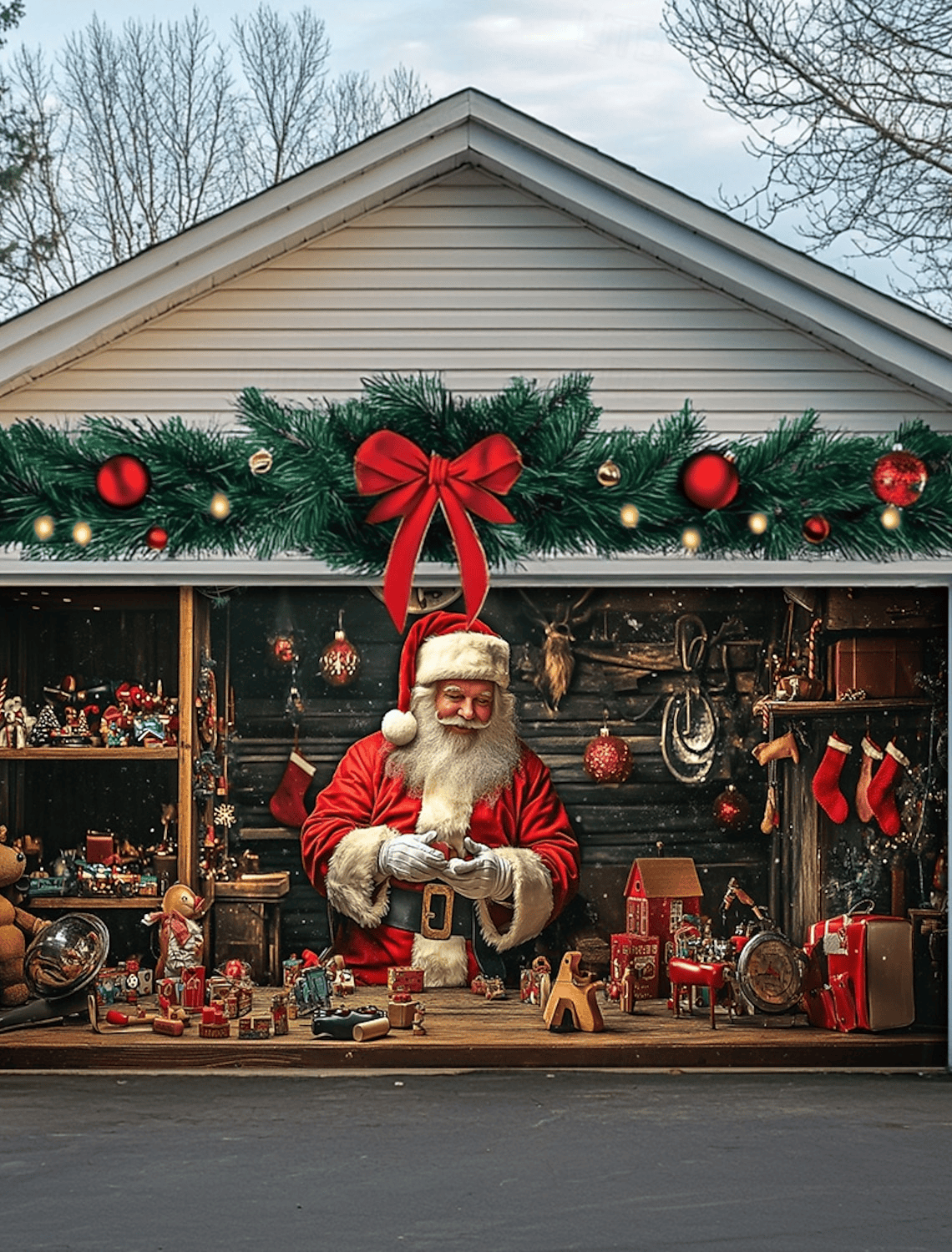 Santa's Workshop Garage Door Cover Garage Christmas Covers Best Christmas Gifts For Wife