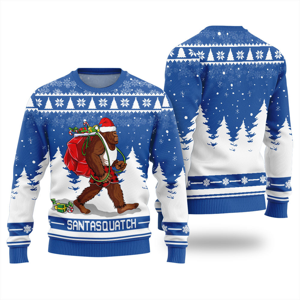 Santasquatch Bigfoot Christmas Sweater Men Unique Holiday Sweater Gift Idea for Loved Ones