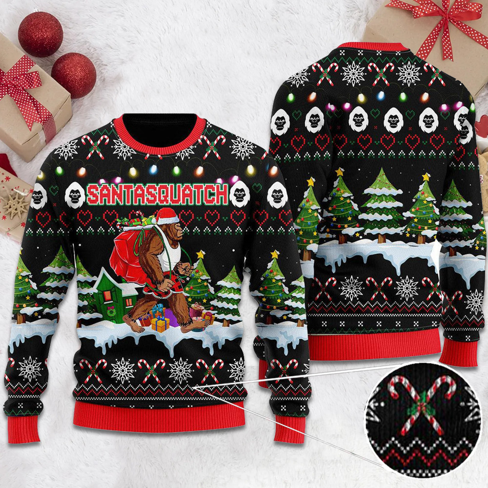 Santasquatch Sweater Bigfoot Christmas Sweater Gift For Best Friends