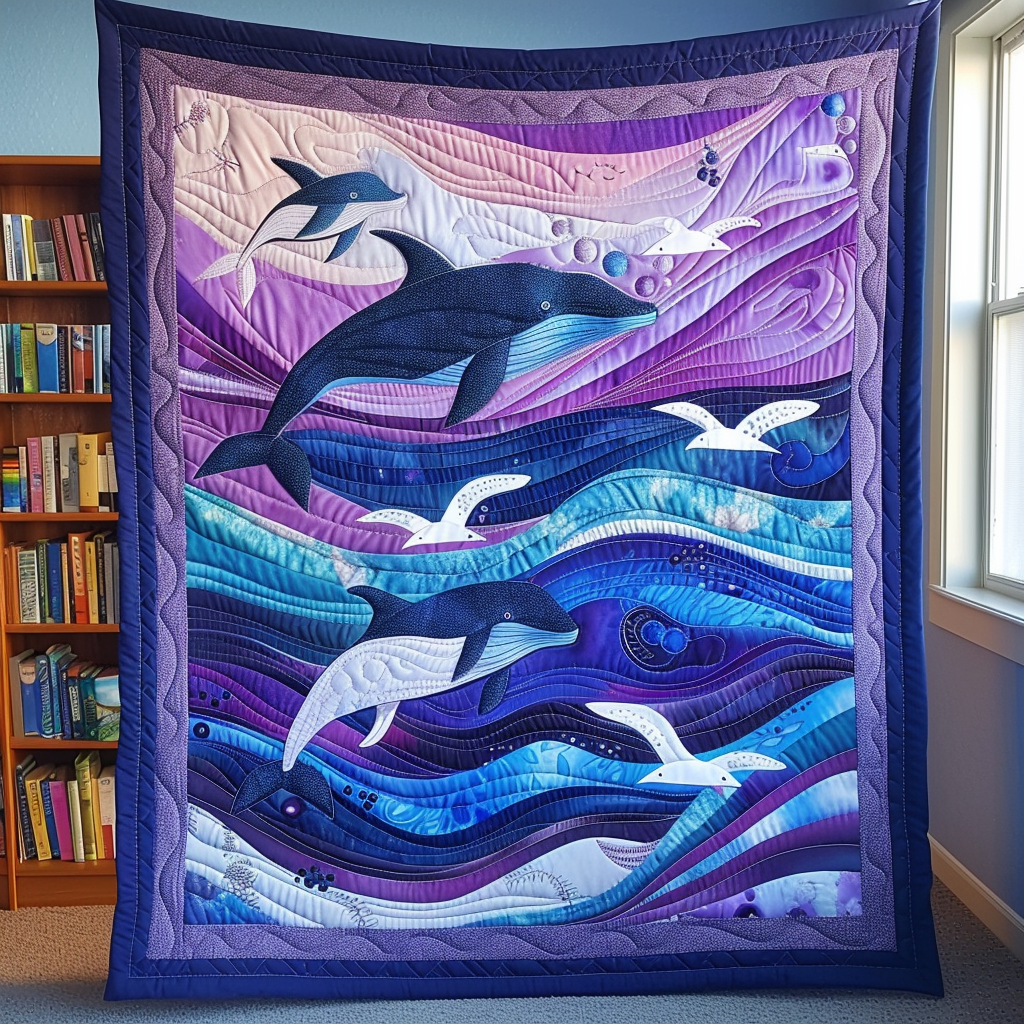 Sapphire Swirls Quilted Blanket Whale Gifts For Adults