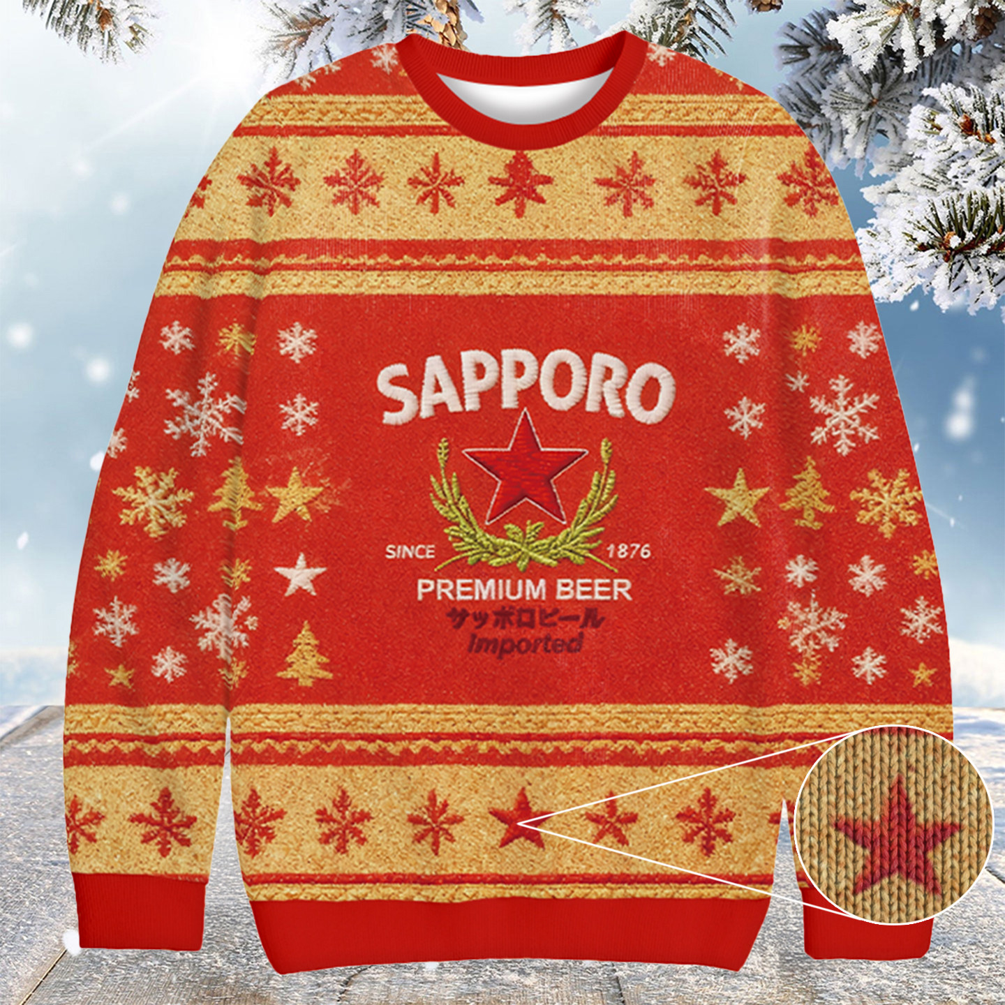 Sapporo Beer Essential Christmas Ugly Sweater Xmas Wear Christmas Gifts For Beer Lovers