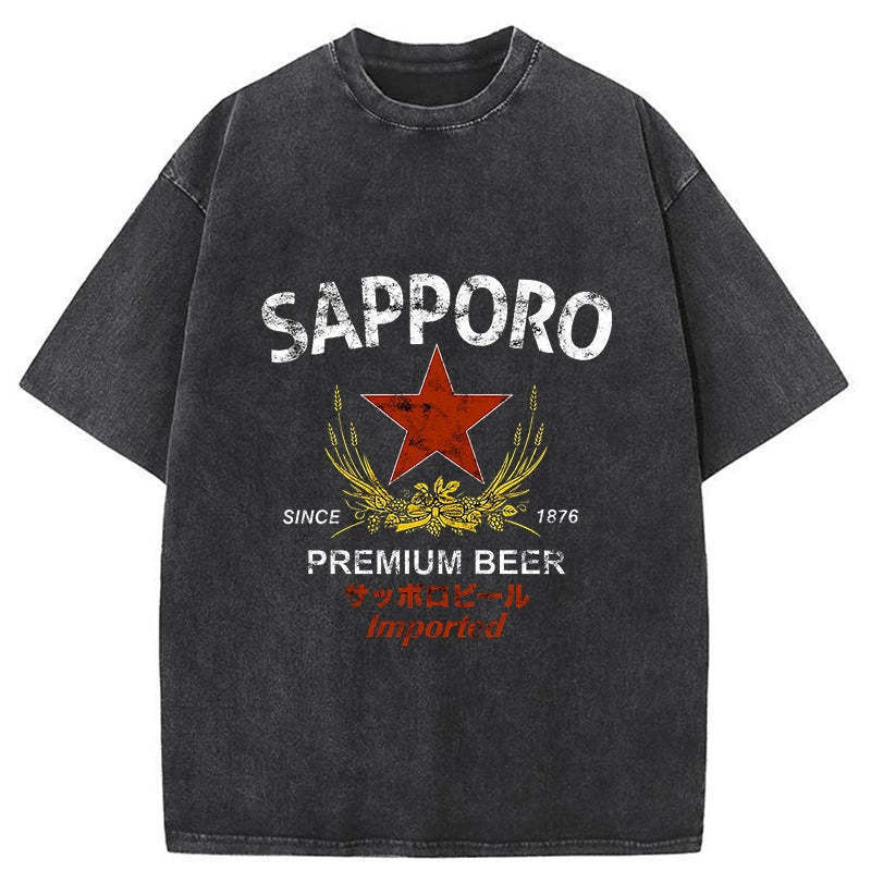 Sapporo Beer Essential Washed T-Shirt Retro Humor Outfit Idea Gifts For Brother