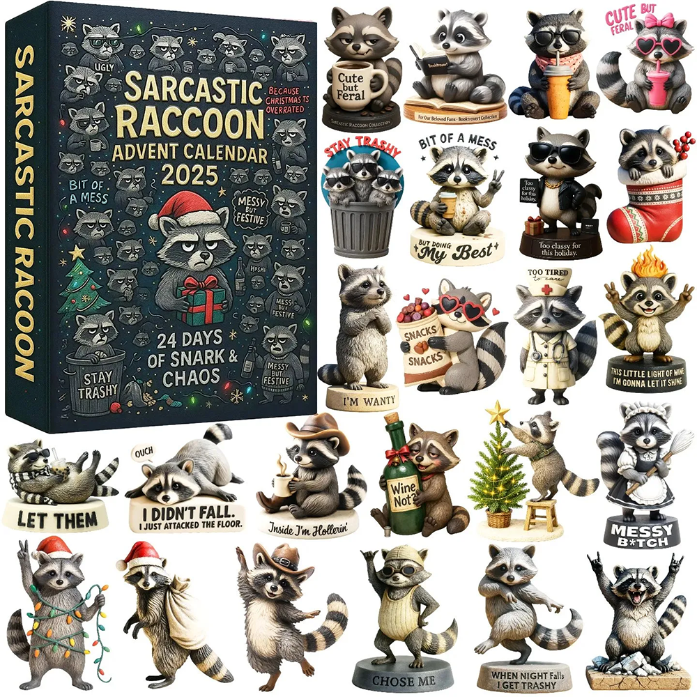 Sarcastic Raccoon Advent Calendar 2025 Holiday Countdown Calendar Raccoon Christmas Gifts