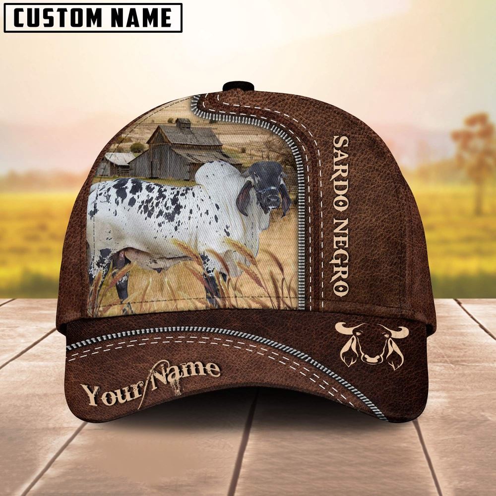 Sardo Negro Customized Name Leather Pattern Cap Farmer Baseball Cap Gift For Farmer