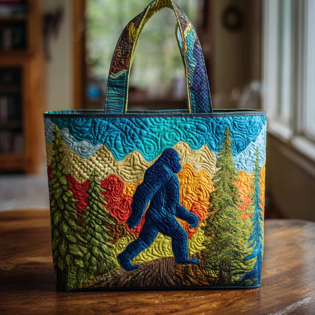 Sasquatch Adventure Quilted Tote Bag Bigfoot Gifts For Adults