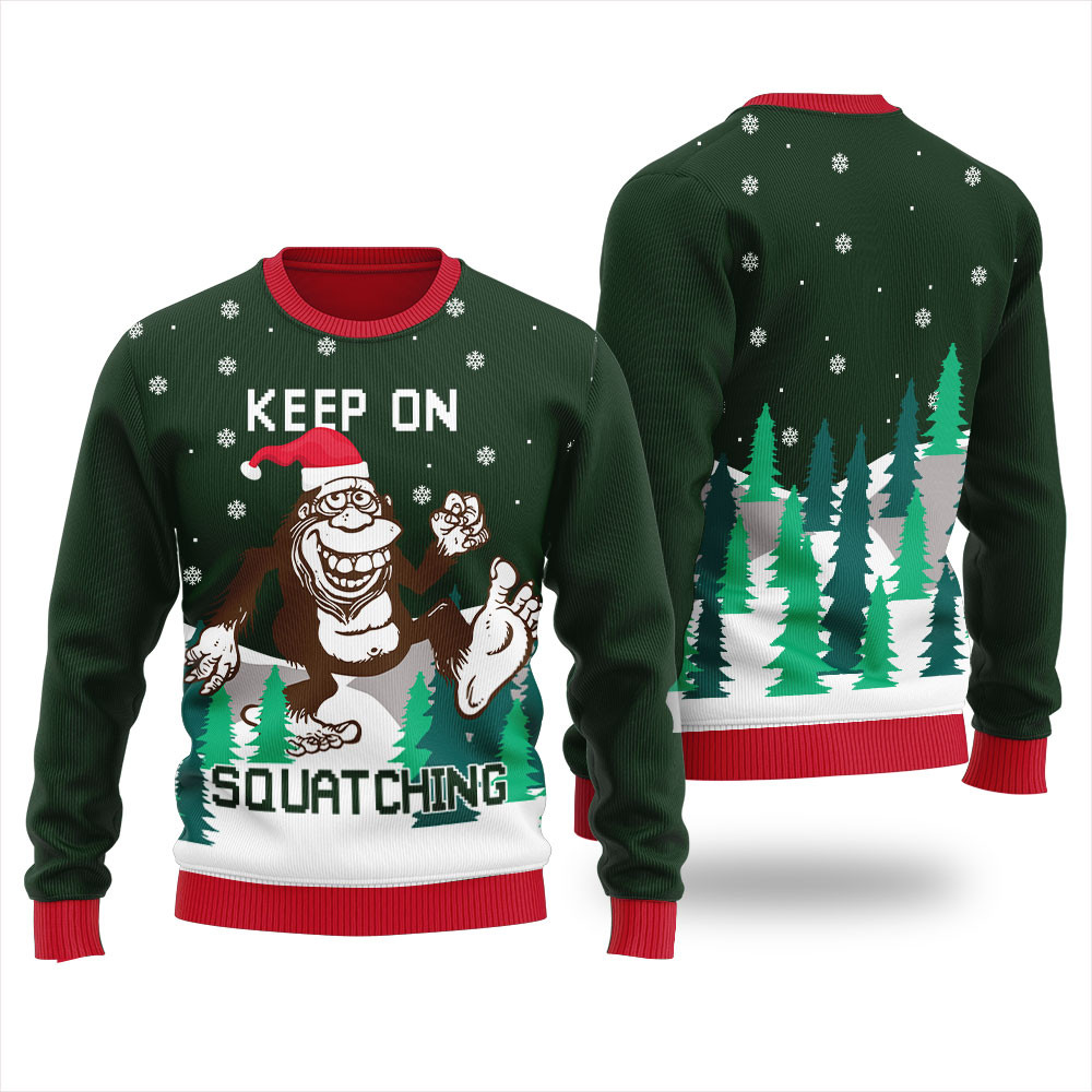 Sasquatch Bigfoot Mens Ugly Christmas Sweater Lovely Merch Gift for Cozy Winter Nights