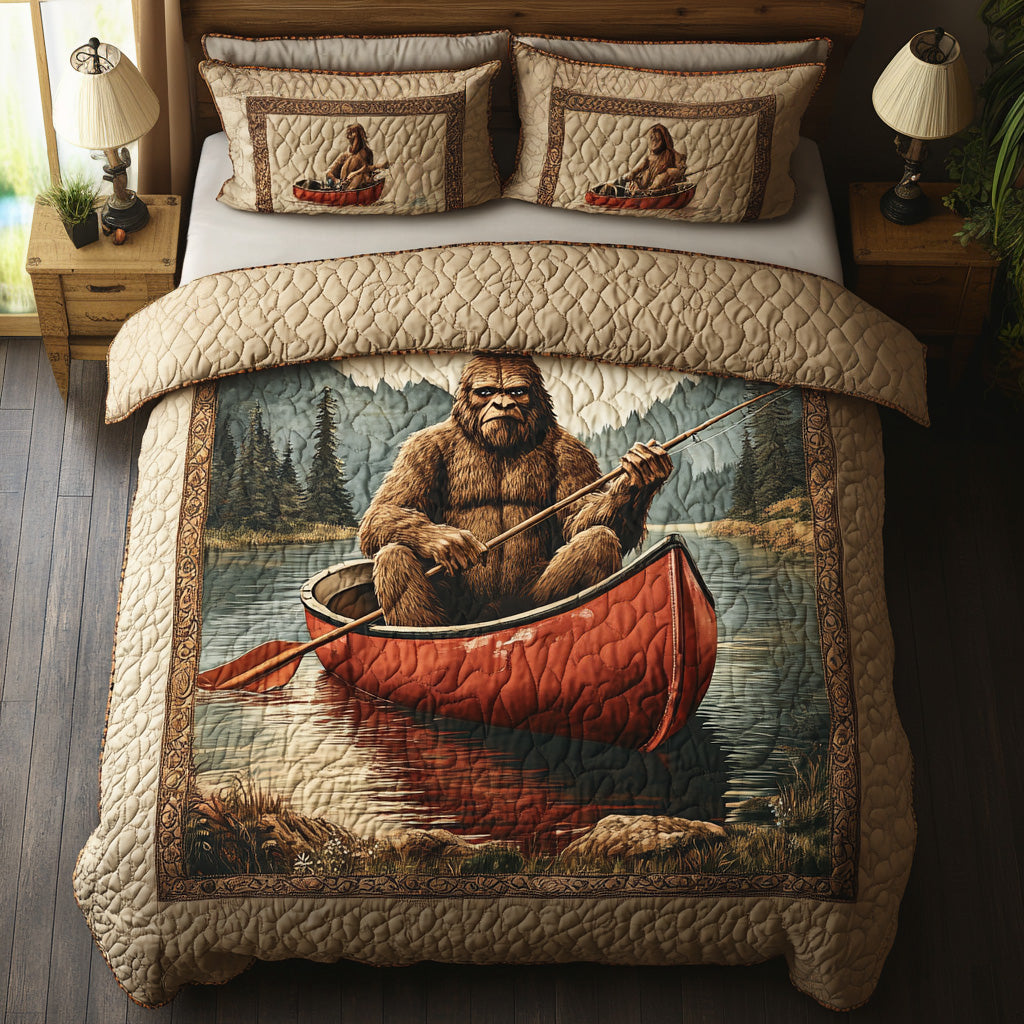 Sasquatch Journey Quilted Bedding Set Best Bed Sheet Set Bigfoot Gifts For Men
