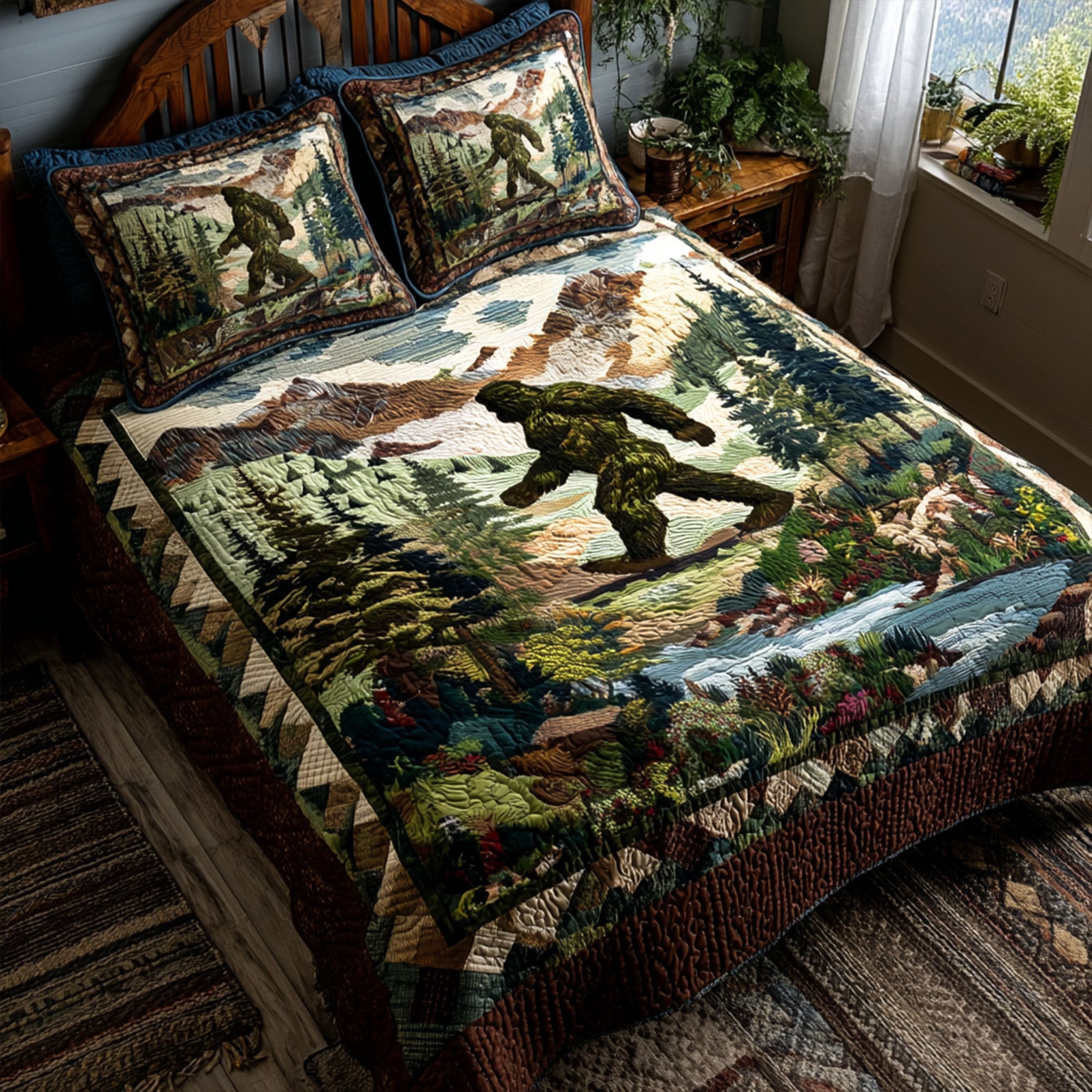 Sasquatch Spirit Quilted Bedding Set Bedspread Set Funny Bigfoot Gifts