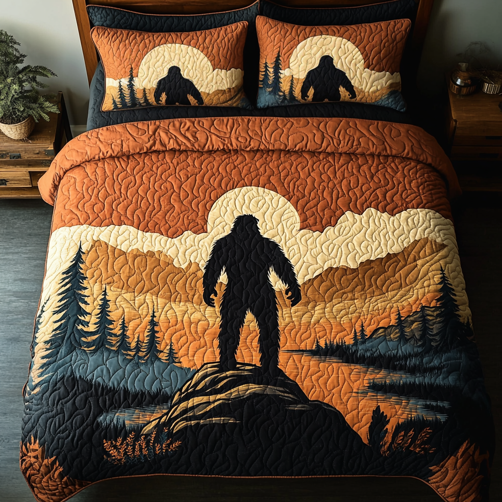 Sasquatch Sunset Quilted Bedding Set Bed Room Decoration Best Bigfoot Gifts
