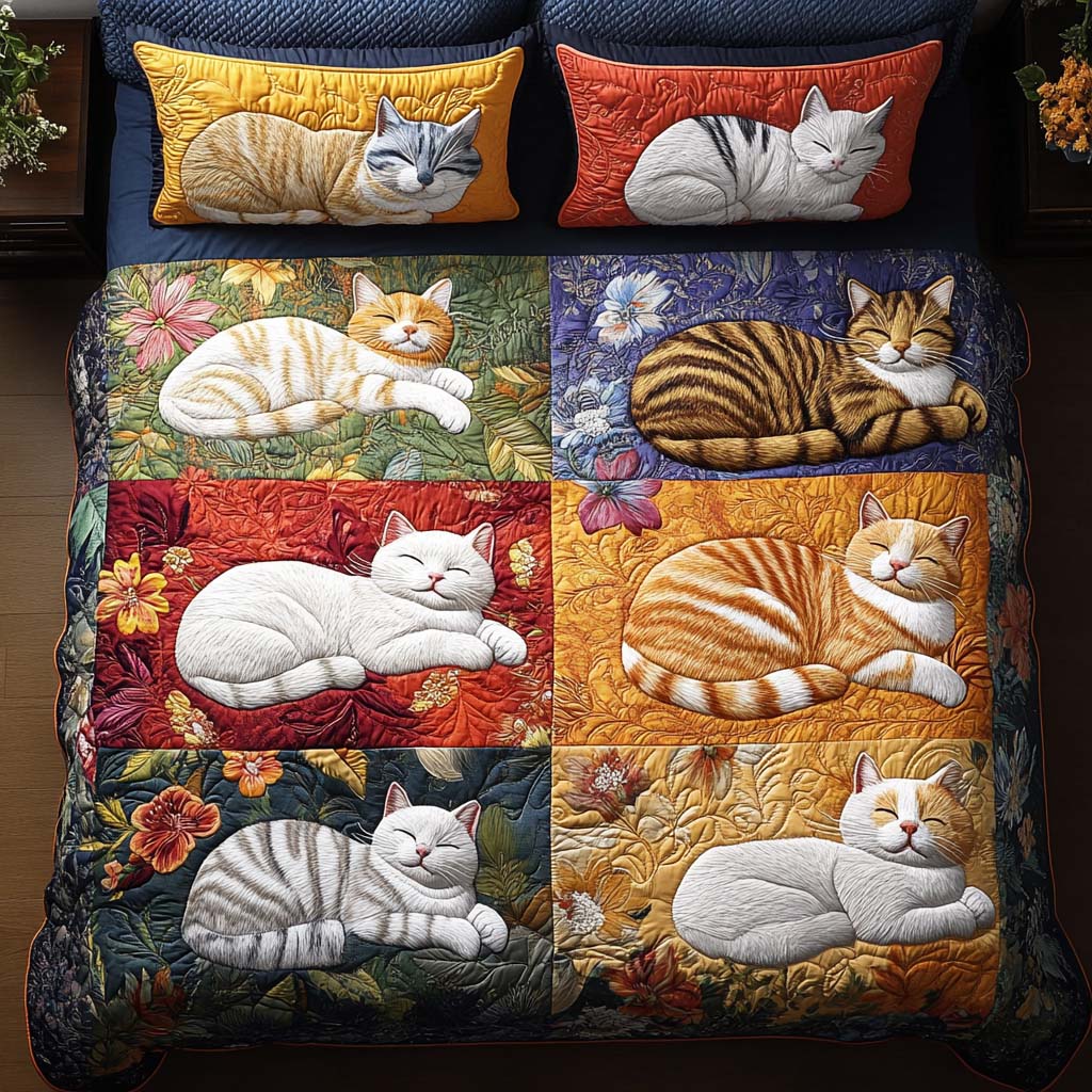 Sassy Cat Mood Quilted Bedding Set Duvet Cover Bed Sheet Set Unusual Gifts For Cat Lovers