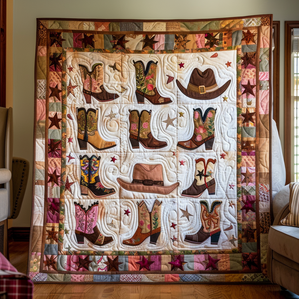 Sassy Cowgirl Delight Quilted Blanket Presents For Cow Lovers