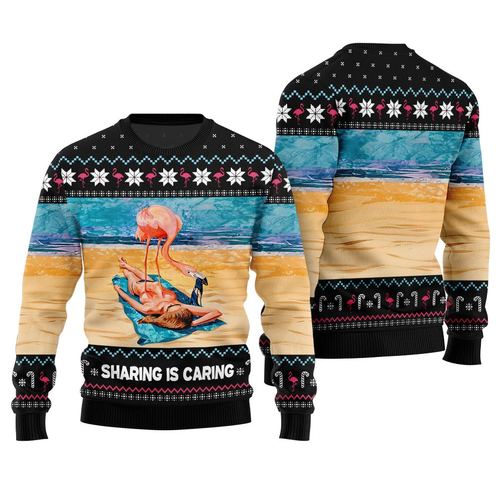 Sassy Flamingo Naughty Beach Ugly Christmas Sweater Unique Holiday Merch Gift for Home and Family