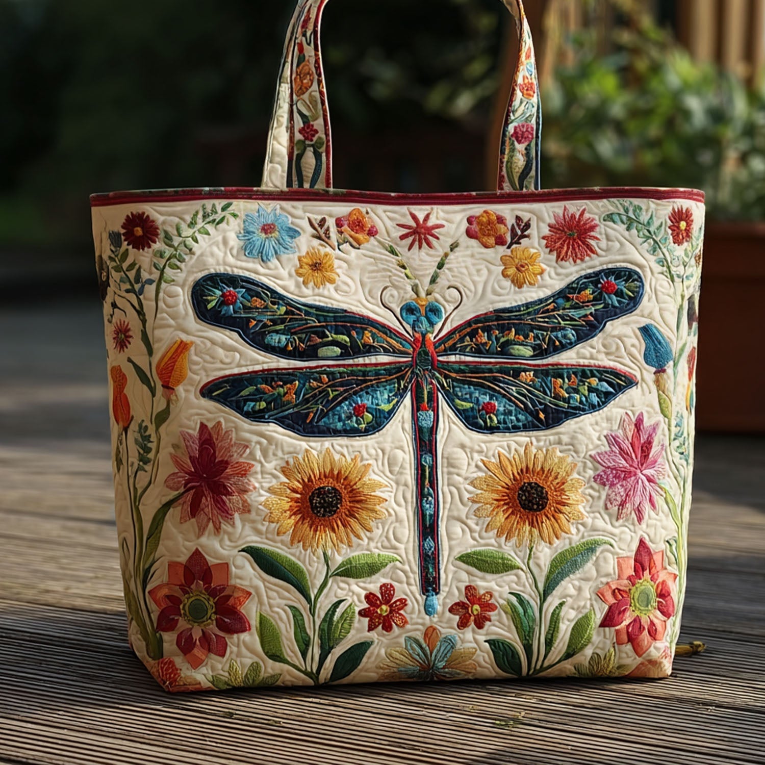 Sassy Flutter Quilted Tote Bag Presents For Dragonfly Lovers Women