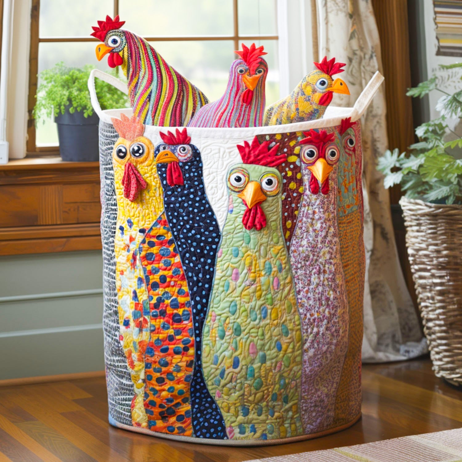 Sassy Hens Quilted Laundry Basket Birthday Merch Gift