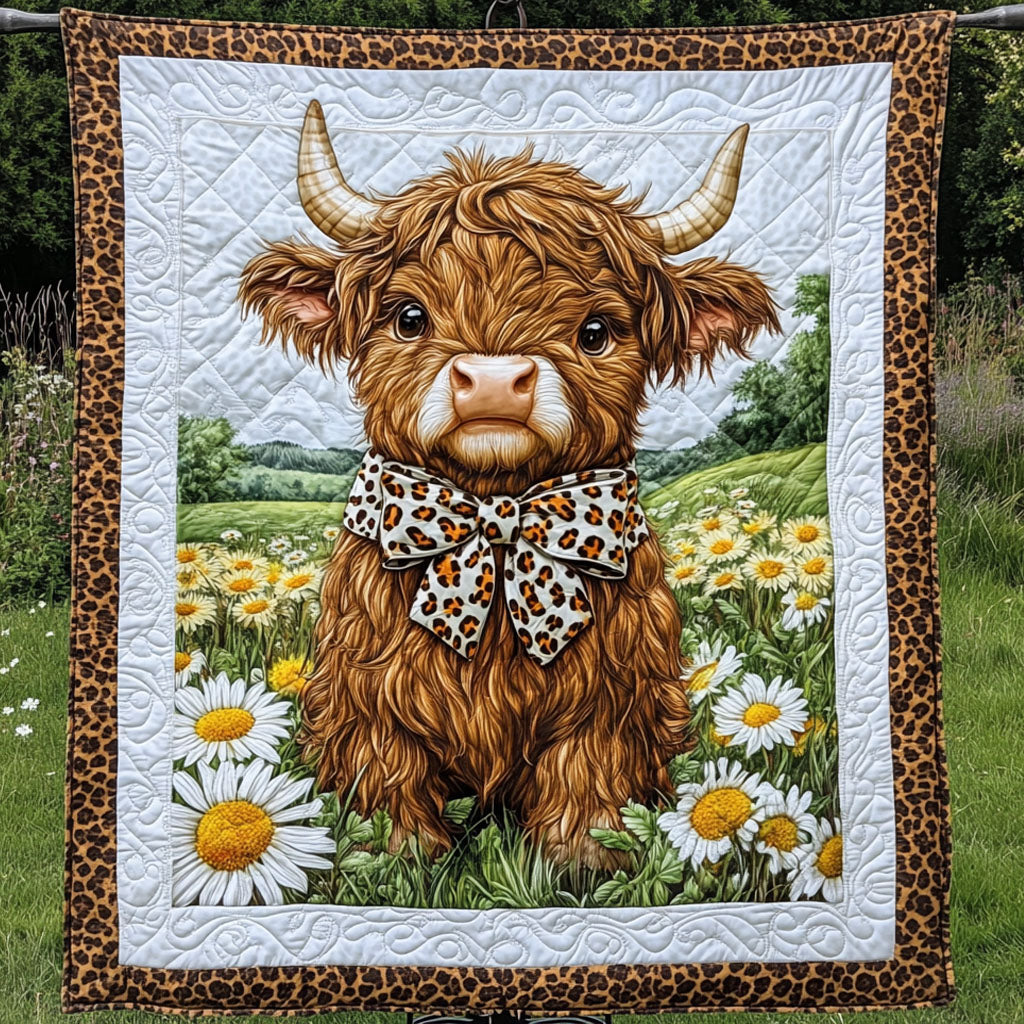 Sassy Highland Charm Quilted Blanket Bed Christmas Decor Highland Cow Merchandise