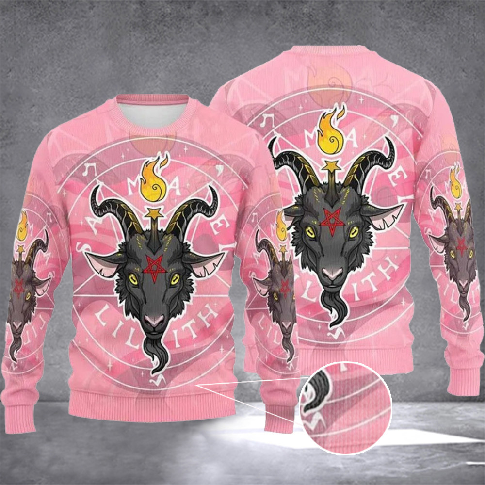Satanic Christmas Sweater Baphomet Ugly Christmas Sweater Men Women