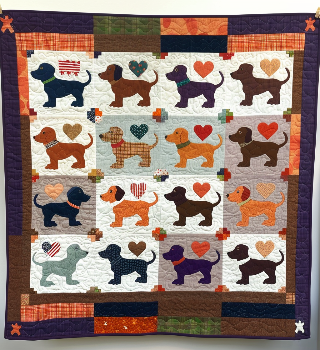 Sausage Dog Snuggles Quilted Blanket Christmas Gifts For Friends