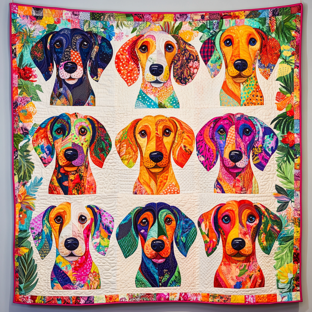 Sausage Dog Swirls Quilted Blanket Gifts For Pet Owners