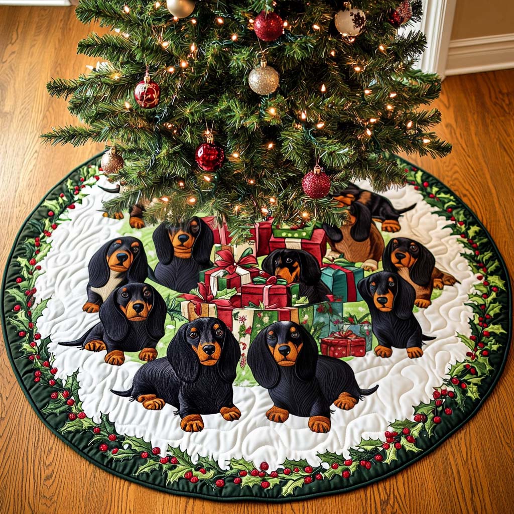 Sausage Soul Christmas Quilted Tree Skirt Xmas Under-Tree Decoration