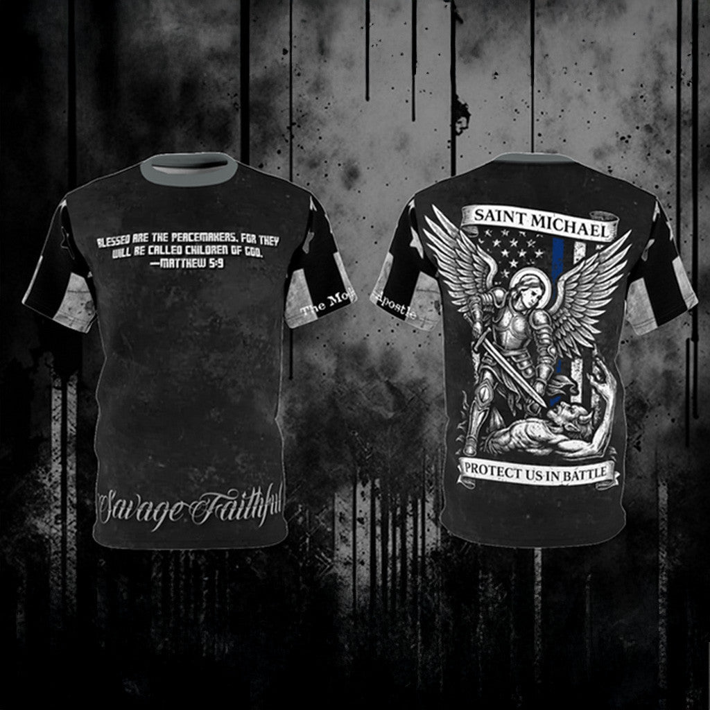 Savage Faithful St Michael Blue Line Police T-Shirt Patriotic Apparel Gifts For Police Savage Faithful St Michael Blue Line Police T-Shirt Patriotic Apparel Gifts For Police