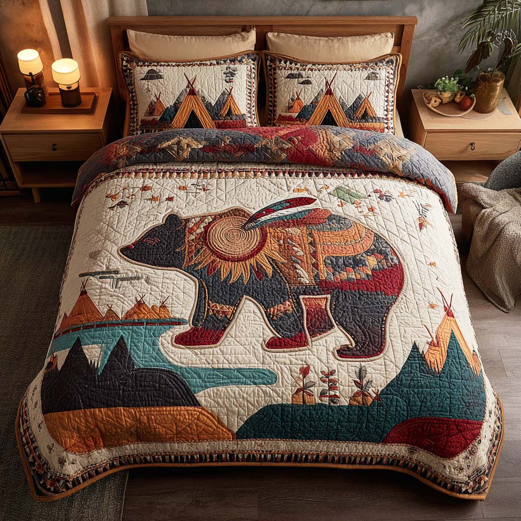 Savage Paw Quilted Bedding Set Duvet Cover Bed Sheet Set Bear Gifts For Grandma