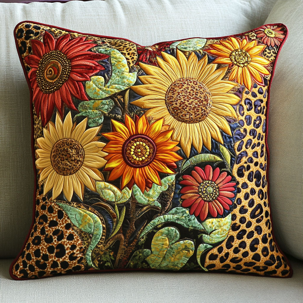 Savanna Blossoms Quilted Pillow Case Throw Pillow Case Covers Sunflower Birthday Gifts