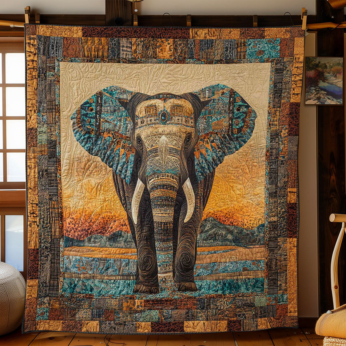 Savanna Elephant Quilt Classic Quilt Blanket for Cozy and Warm Nights