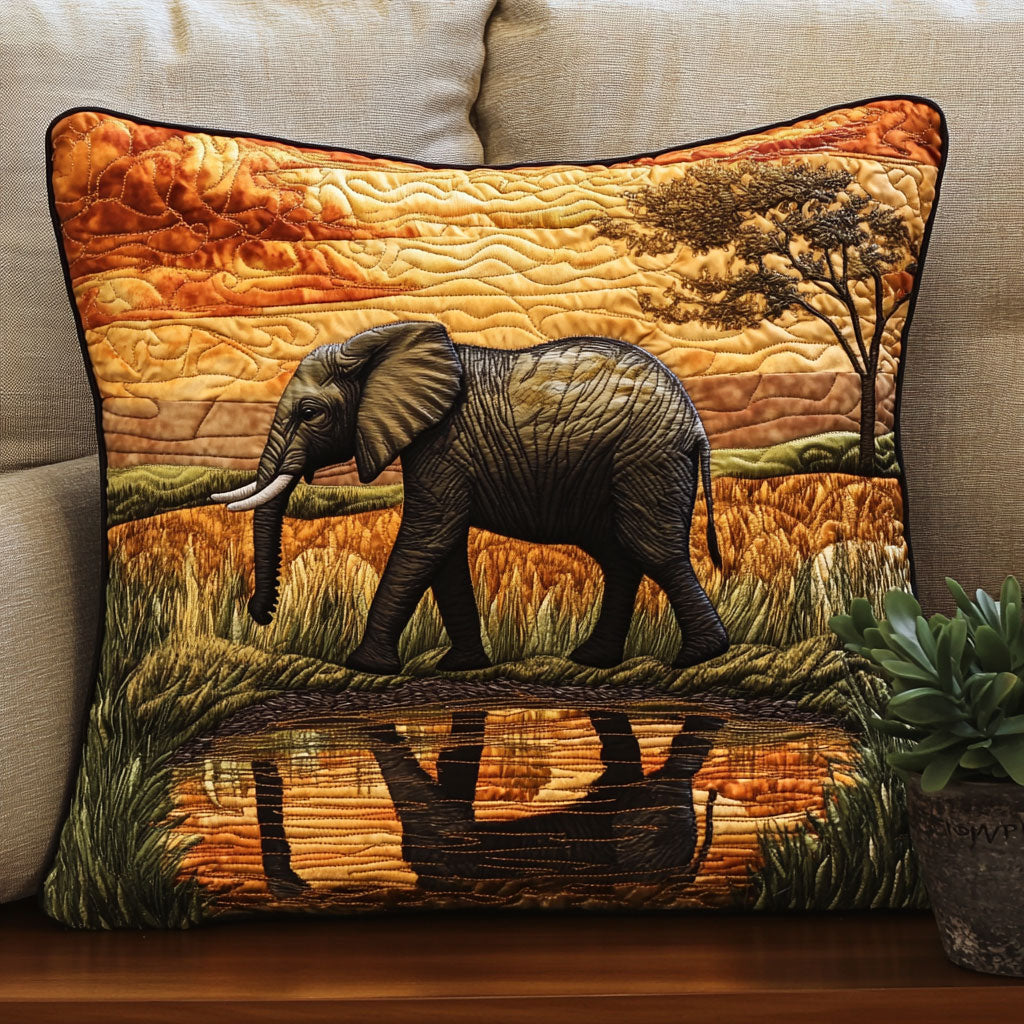 Savanna Elephant Quilt Pillow Case Modern Pillow Case Design for Cozy Bedrooms