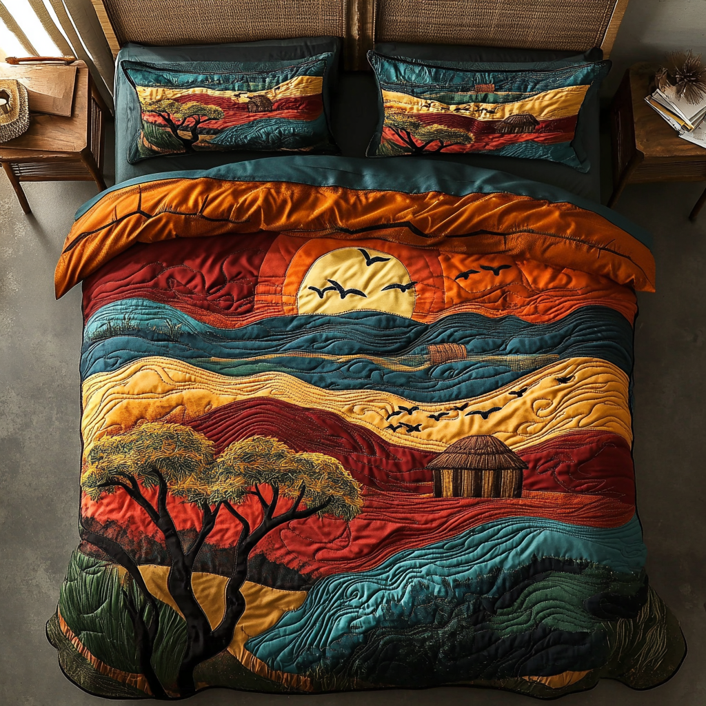 Savanna Glow Quilted Bedding Set Bed Decorations Best African American Gifts