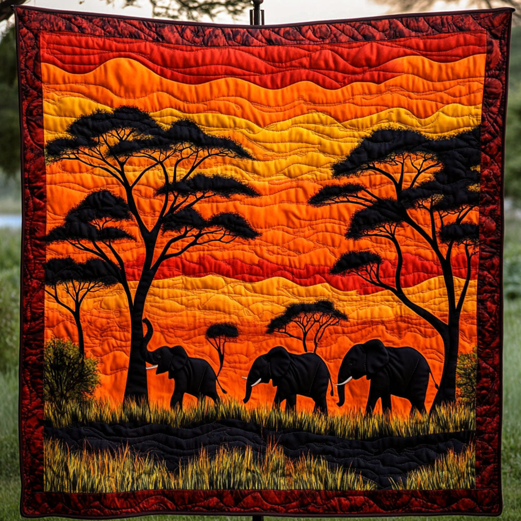 Savanna Glow Quilted Blanket Best Throw Blanket Elephant Presents For Christmas