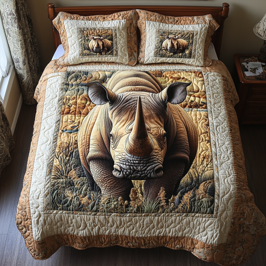 Savanna Guardian Quilted Bedding Set Bedroom Decorations Rhino Gifts For Him