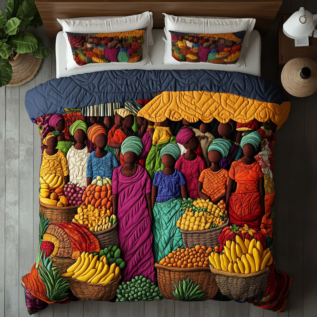 Savanna Stalls Quilted Bedding Set Unique Bed Sheet Set Best African American Gifts