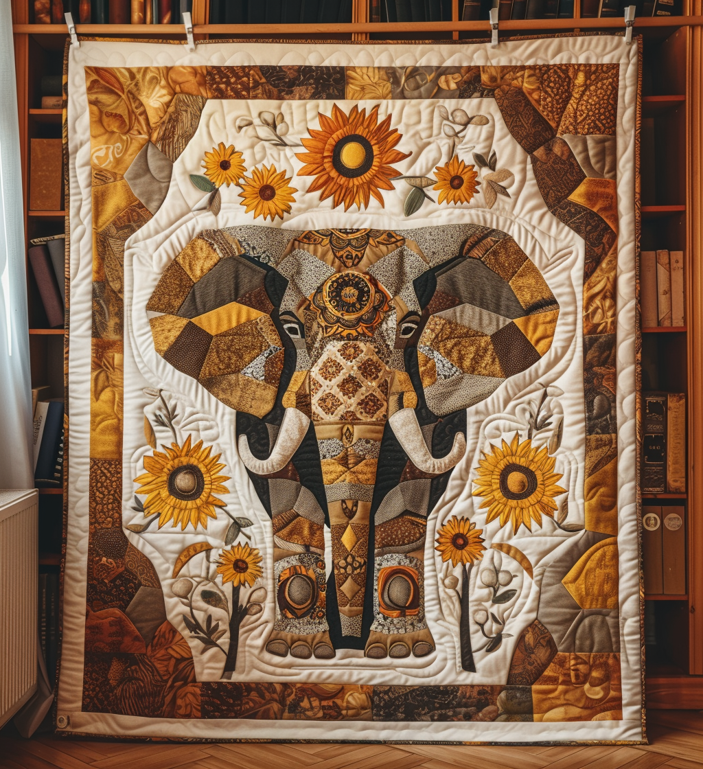 Savanna Symphony Quilted Blanket Elephant Gifts For Her