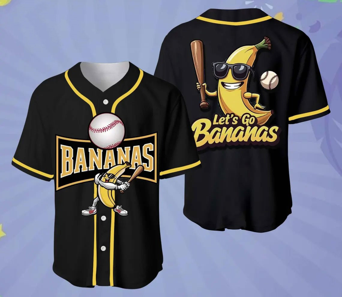 Savannah Bananas Let's Go Bananas Black Baseball Jersey Best Gifts For Baseball Fans
