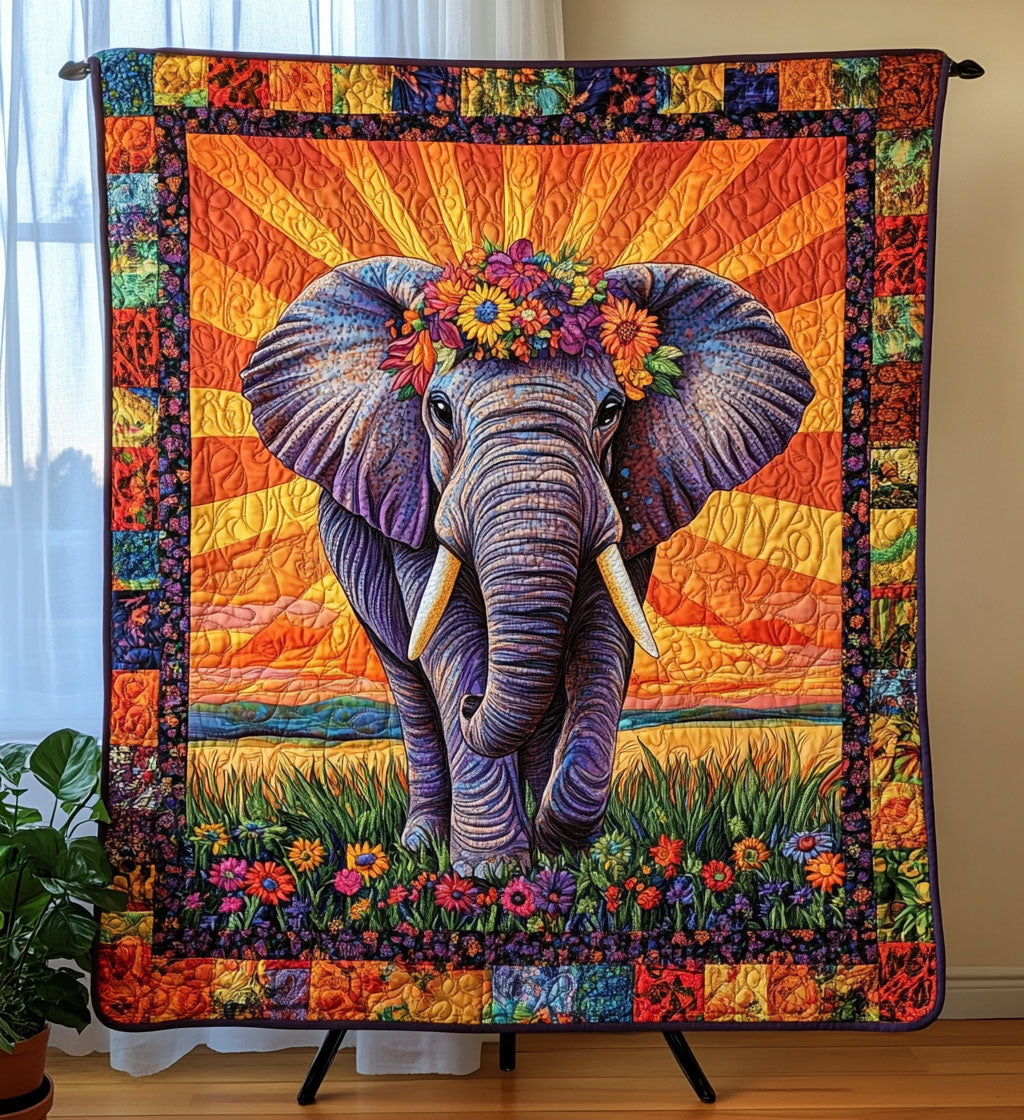 Savannah Elephant Dreams Quilted Blanket Gift For Elephant Lover