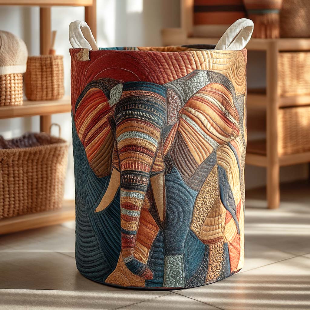 Savannah Elephant Quilted Laundry Basket Great Idea For New Home