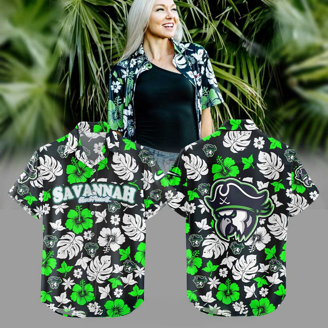 Savannah Ghost Parrots Palm Tree Hawaiian Shirt Mother's Day Delivery Gifts