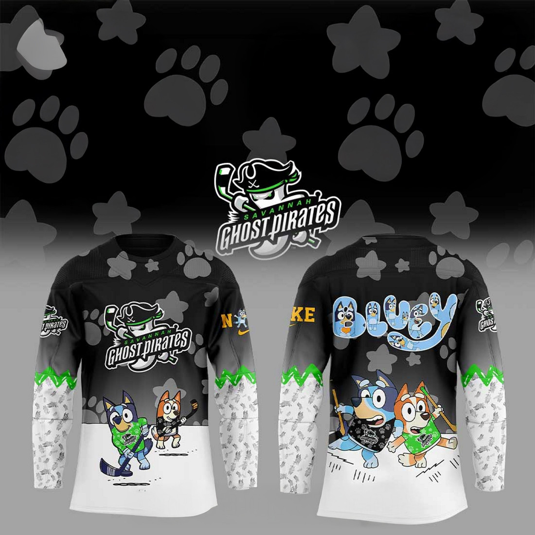 Savannah Ghost Pirates Bluey And Bingo Hockey Jersey Ice Hockey Fan Gifts
