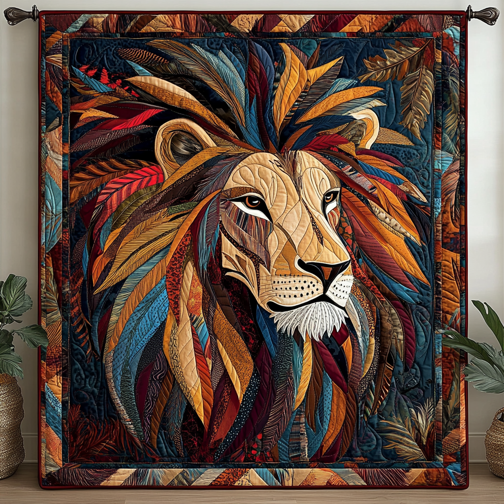 Savannah Majesty Quilted Blanket Lion Blanket Gift For Animal Lover