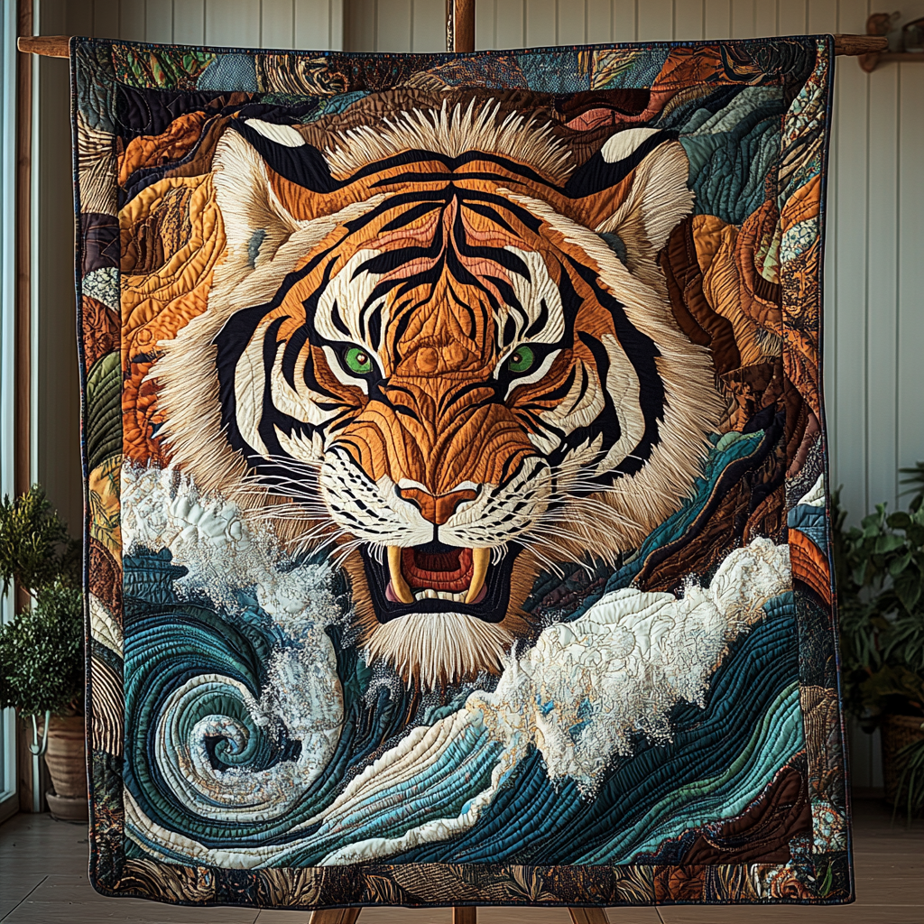 Savannah Stripes Quilted Blanket  Tiger Blanket Unique Gift For Friend