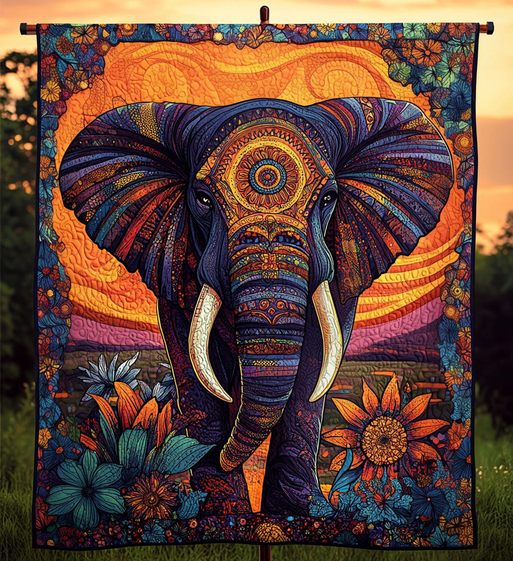 Savannah Wanderer Quilted Blanket Unique Elephant Gifts