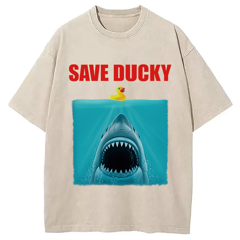 Save Ducky Parody Meme Washed T-Shirt Trendy Aesthetic Graphic Apparel Gifts For Brother
