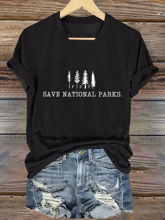 Save The National Parks Women's V-Neck Shirt Gifts For Mother