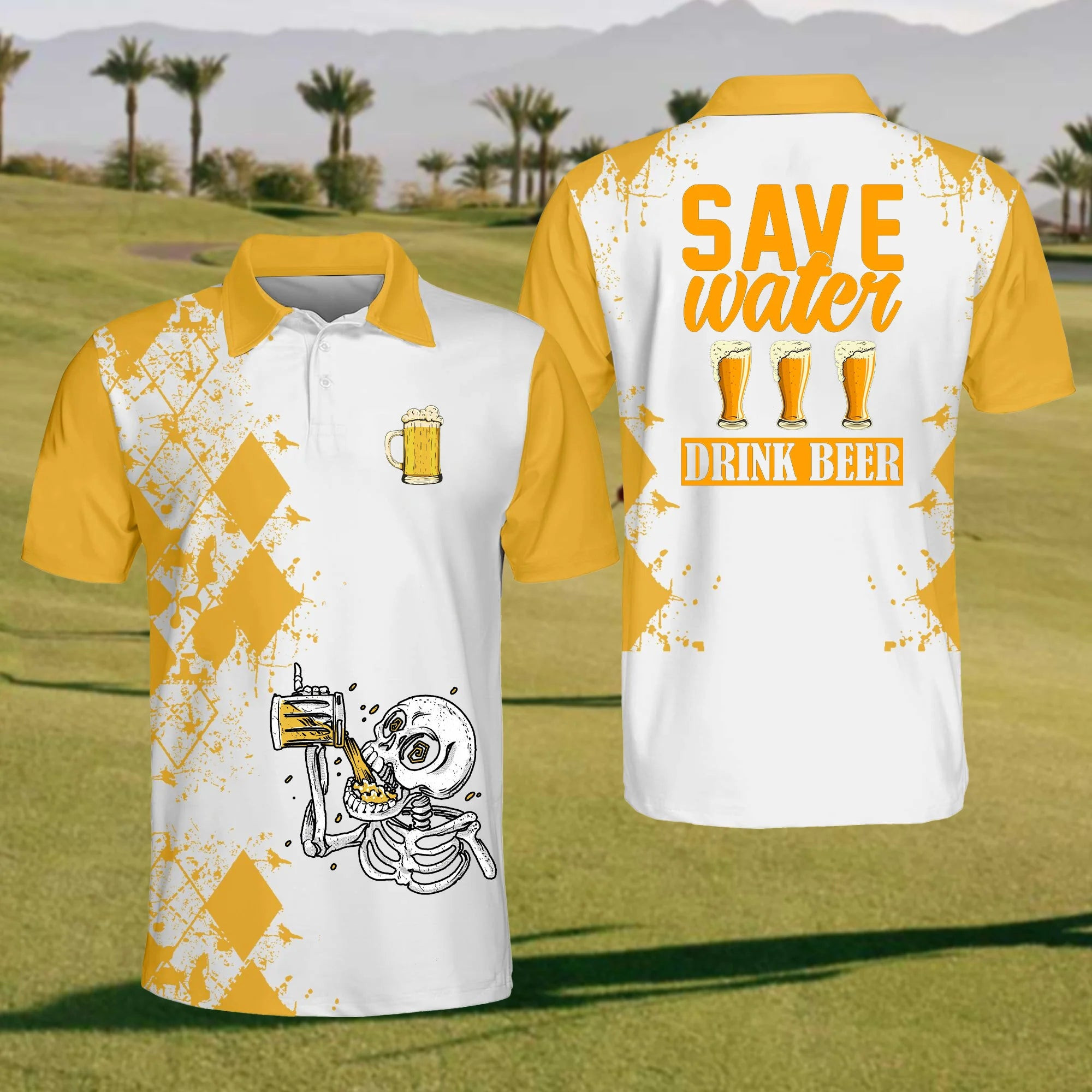 Save Water Drink Beer Golf Polo Shirt Unique Golf Clothes Present For Father's Day
