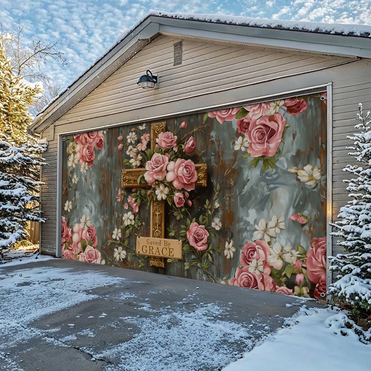 Saved The Grace Christmas Garage Door Banner Outside Christmas Decorations Christian Xmas Gifts