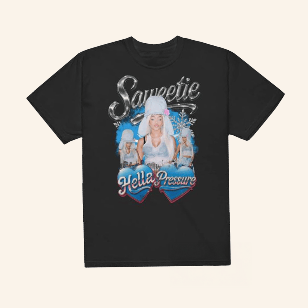 Saweetie Merch Hella Pressure Icy Photo T-Shirt Gifts For Fans