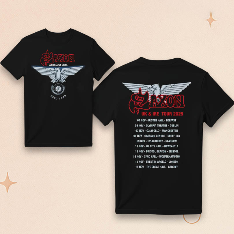 Saxon Band Wheels Of Steel 2025 Tour T-Shirt Gifts For Band Lovers