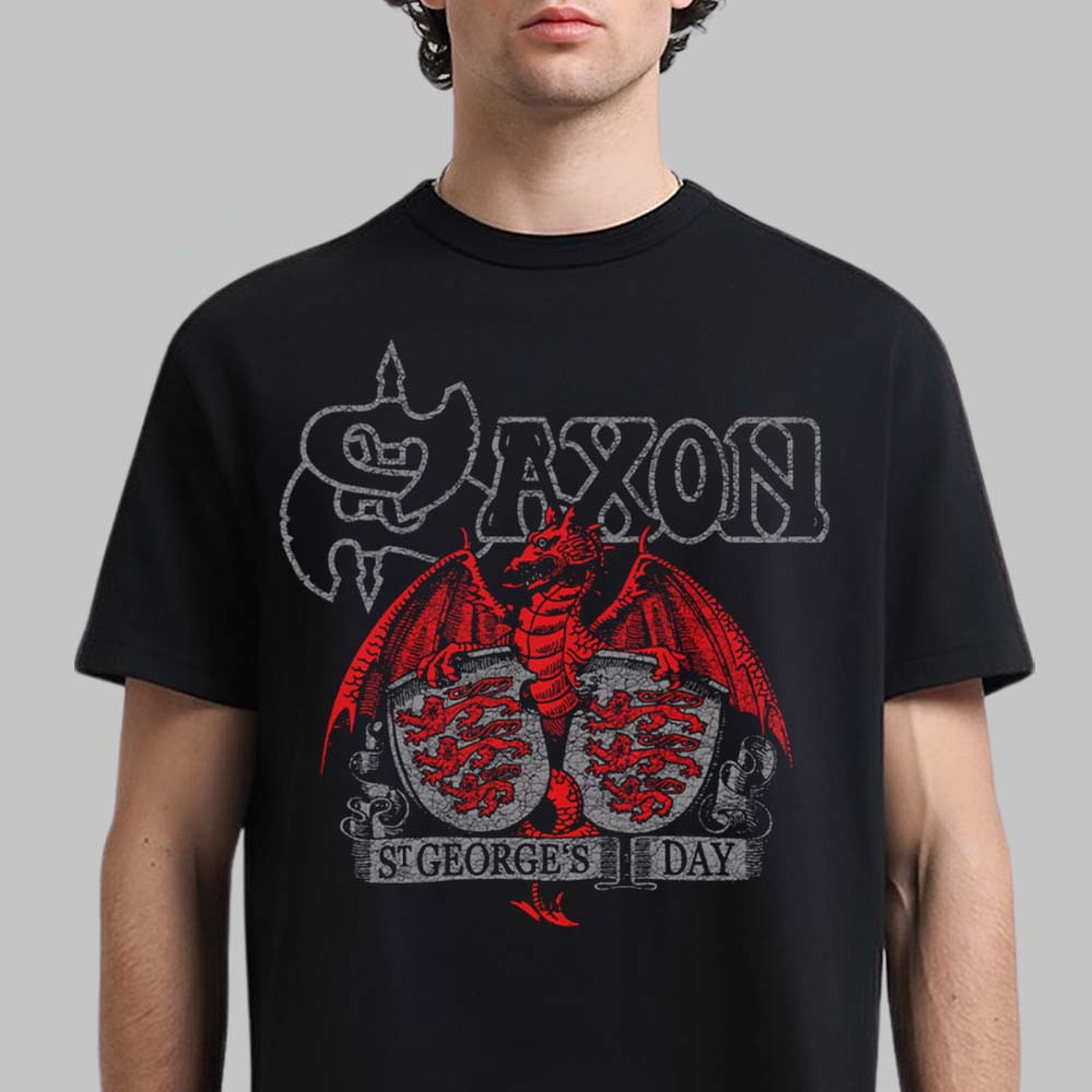 Saxon St George's Day T-Shirt Heavy Metal Band Saxon Shirt Best Fan Gift For Him