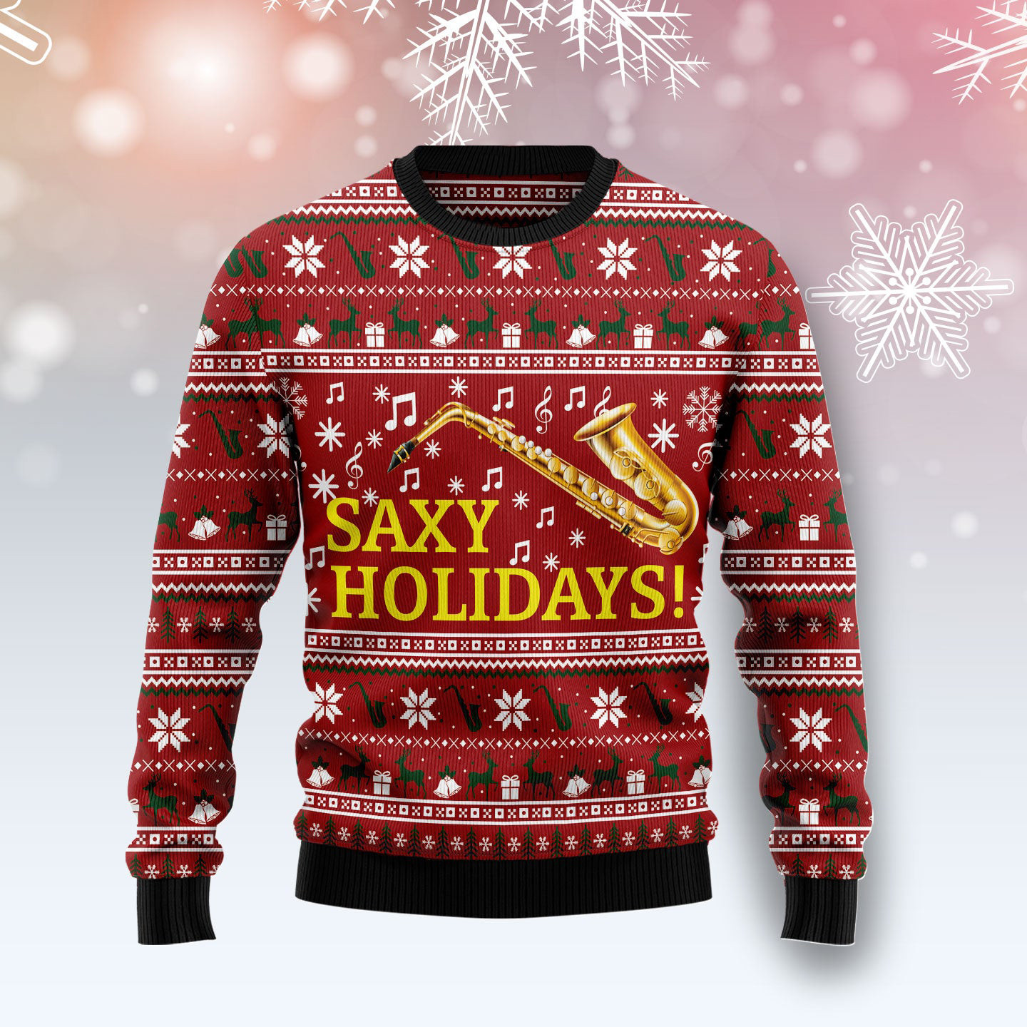 Saxy Holidays Saxophone Ugly Christmas Sweater Xmas Apparel Saxophone Lover Xmas Gifts